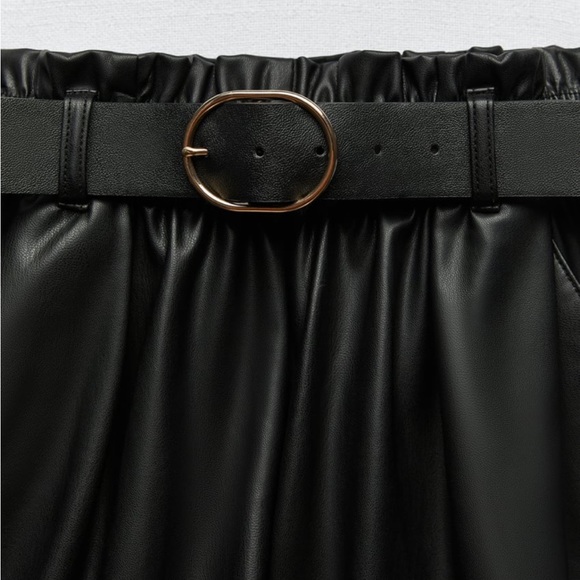 Zara Belted Faux Leather Shorts - Picture 7 of 14